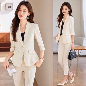 Women's Pink Suit Set Three Quarter Sleeve Breathable Summer Casual Wear - Product Image 2