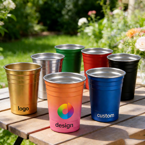 Gobelet à bière en métal à paroi simple de 16 oz avec logo personnalisé, changeant de couleur, incassable, en acier inoxydable, pour stades sportifs et remises de diplômes - Product Image 1