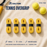 Surgrip de tennis Tacky pour raquette de badminton – Confort optimal, adhérence douce, absorption de la transpiration – Lot de 5 jaunes – Fabrication OEM