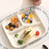 Assiettes carrées en plastique à 3 compartiments de 25,5 cm pour enfants, adaptées au micro-ondes, pour une alimentation saine et la perte de poids, idéales pour le camping