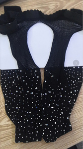 Ensemble de lingerie en résille orné de strass pour femme, soutien-gorge halter avec <span class=keywords><strong>bas</strong></span> à jarretelles - Product Image 6