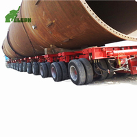 Semi-remorque modulaire pour équipement lourd de 200 tonnes avec direction et levage hydrauliques à 9 essieux
