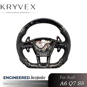 Volante Deportivo Kryvex Personalizado de Cuero Nappa y Fibra de Carbono con Agarre de 35 mm para <span class=keywords><strong>Audi</strong></span> A6/<span class=keywords><strong>A7</strong></span>/A8/Q7 2018-2025 S6 RS6 S7 RS7 S8 - Product Image 2