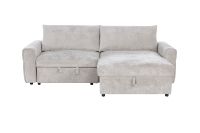 Canapé convertible en forme de L EON HOME, tissu chenille, chaise longue multi-rangement, canapé-lit avec espace de rangement