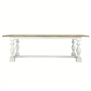 Обеденный стол из массива дуба с белыми ножками в французском стиле, роскошный обеденный стол для дома на 8 мест
