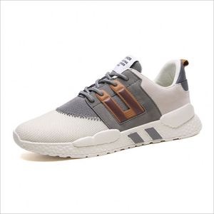 Baskets de sport pour hommes en cuir et maille respirante tissée, légères, nouvelle couleur, tendances mode printemps-été-automne - Product Image 1