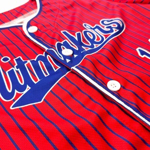 Tùy Chỉnh Thêu Thăng Hoa Retro Đội Bóng Chày Jersey Lưới Thoáng Khí Twill Nút Sọc Softball & Bóng Chày Áo Sơ Mi - Product Image 4