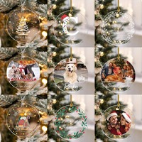 Dropshipping Pet Souvenir Acrylique Cristal Personnalisé Pendentif de Noël Chien Chat Portrait Personnalisé Figure Ornements pour les Amoureux