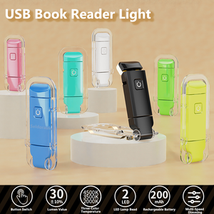 Đèn đọc sách LED mini sạc <span class=keywords><strong>USB</strong></span>, độ sáng điều chỉnh được 4 chế độ, kẹp chắc chắn, bảo vệ mắt, đèn ngủ đọc sách - Product Image 1