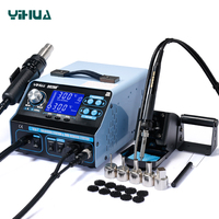 Station de Retravail SMD 3-en-1 YIHUA 992DA+ avec Pistolet à Air Chaud, Fer à Souder et Dessouder, et Fonction d'Absorption de Fumée