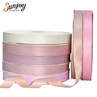 Ruban en satin polyester uni, tons pastel, doux et brillant, pour la décoration de bouquets floraux, emballage cadeau, vente en gros