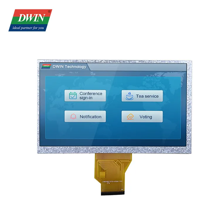 Dwin 7 Inch 800X480 Tn Tft Lcd Module 300nit Rgb 24bit 50pin Resistief Touch Panel Voor Stm32 Esp32