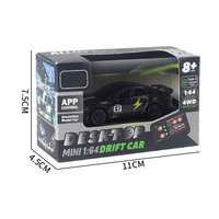 Voiture RC de drift 1:64, contrôle par application 2.4G, voiture télécommandée 4 roues motrices, éclairage LED, rechargeable par Type-C, mini voiture RC de drift, jouet cadeau pour enfants