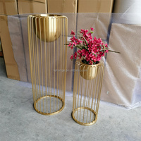 Support de pot de fleurs en acier inoxydable avec finition miroir doré, grand, moderne et luxueux, avec lumières LED pour la décoration de jardin et de maison, idéal pour balcon de salon