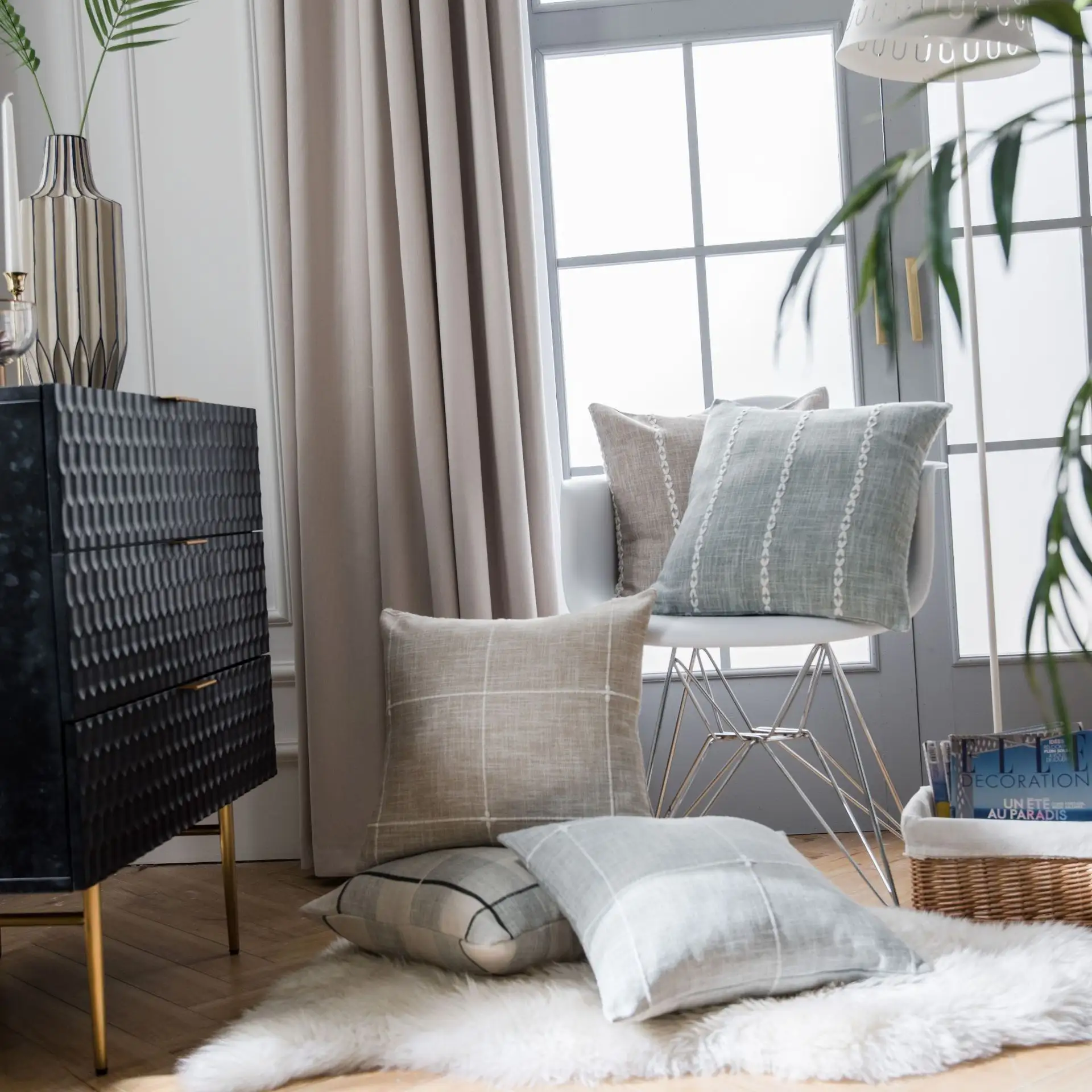 Высококачественный современный чехол для диванной подушки из хлопка и льна с геометрическим рисунком, 18x18 дюймов, квадратные домашние наволочки