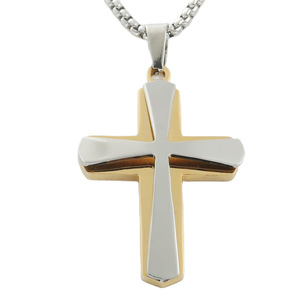 Collar con Colgante de Cruz de Acero Inoxidable para Hombre, Diseño Geométrico, Estilo Punk Retro 120178 - Product Image 1