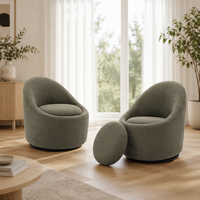 COLAMY Ensemble de 2 fauteuils pivotants à 360° avec rangement dissimulé, fauteuil barillet moderne de petite taille pour salon/chambre, textile vert