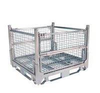 Conteneurs de palettes pliables en acier galvanisé à chaud, boîte métallique, cage de stockage robuste en treillis métallique
