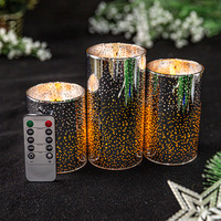 Bougie électronique LED de Noël avec télécommande, en verre artisanal transfrontalier, gravure électrolytique à la paraffine, motif creux
