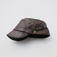 Casquette de marin en cuir PU pour femme, style rétro, calotte plate, chapeau marine minimaliste et élégant, tendance automne-hiver, accessoire de mode urbaine