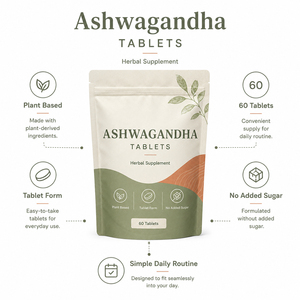 Complément alimentaire de haute qualité à base d'ashwagandha végétalien, haute concentration 3000 mg, comprimés pour adultes, pour le soutien immunitaire et l'énergie - Product Image 2