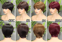Perruque courte en cheveux humains FH pour femmes, coupe pixie, sans colle, fabriquée à la machine, 4 couleurs