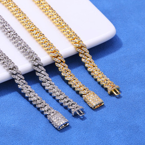Chaîne cubaine lourde en moissanite VVS de qualité supérieure, certifiée GRA, en argent 925, sertie à la main, plaqué or 18 carats, style hip-hop glacé - Product Image 6