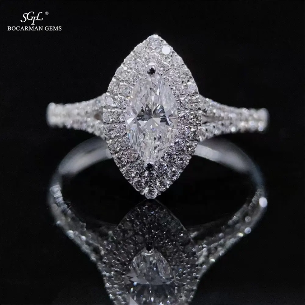 GRA Moissanite แหวนทองคำขาว14K 18K,แหวนเพชรทรงหลวมแหวนหมั้นแหวนแต่งงานสำหรับผู้หญิงของขวัญวันหยุด