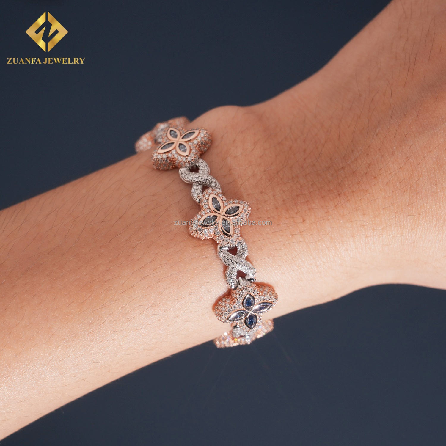 Two tone color silver+rose