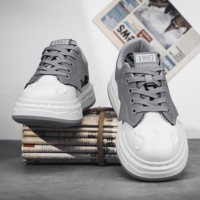 Chaussures de sport grises de luxe ethniques camouflage pour hommes, à plateforme et semelle épaisse, rehaussantes, tendance et décontractées