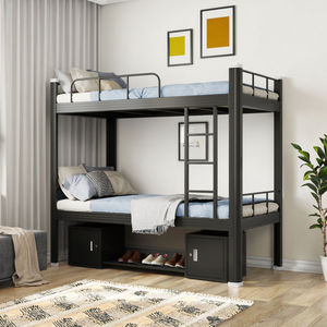 <span class=keywords><strong>Lit</strong></span> superposé en métal robuste pour dortoirs scolaires, niveaux haut et bas, avec escalier - Product Image 5