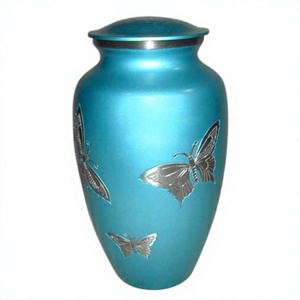 Blue <b>Butterfly</b> Design Candle Holder Cremation Urn For Human Ashes Decorative Funeral Memorial Urn For Adult Memorial Ashes - Product Image 5