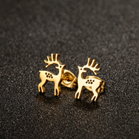 Shaungshuo Kleine Ohrstecker aus Edelstahl mit Weihnachtsmotiv Hirsch Tier-Ohrringe Damenschmuck Neujahrsparty-Geschenke