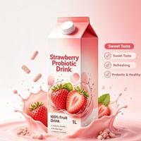 Fruitdrank op maat, 400ml & 1L beker verpakking, aardbei, Lactobacillus samenstelling, groothandel