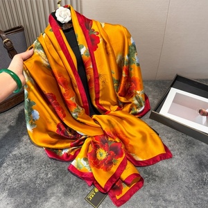 Pañuelo largo de seda sintética de alta gama para mujer, con estampado de grafiti primaveral, de poliéster y gasa, chal protector solar musulmán transfronterizo de secado rápido - Product Image 6