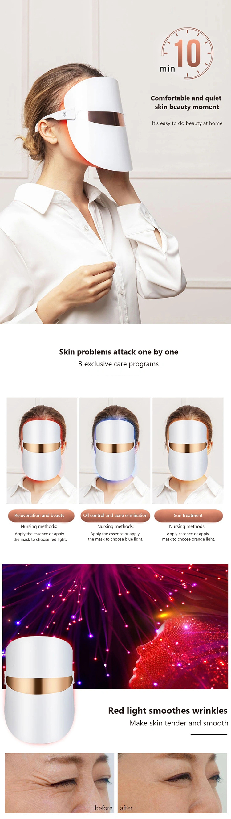 Pro Luminous Colour Machine Infared Uv Led Skin Rejuvenation Beauty Facial Therapy Screen Skincare Light Mask For Face
