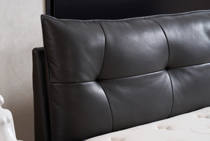 Black Tufted Eco-Leather Smart Bed Reclining Convertible Platform Frame Support Pocket Spring <b>Mattress</b> Modern Bedroom - Product Image 2