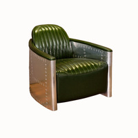 Fauteuil de canapé d'aviateur de style rétro OEM en cuir Ensemble de meubles de fauteuil d'aviateur en aluminium de luxe