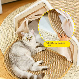 Gezellige, stijlvolle, comfortabele, klassieke, anti-tip, krasbestendige houten structuur, sisal oppervlak, grote kattenhuis-tent voor meerdere katten - Product Image 5