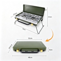 Réchaud de camping portable à double brûleur coupe-vent, cuisinière pliable pour la randonnée, les voyages et les activités de plein air