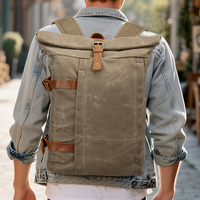 Moraillon Rolltop avec logo personnalisé sac à dos en toile antivol pour hommes avec intercalaire pour ordinateur portable sac à dos vintage pour étudiants