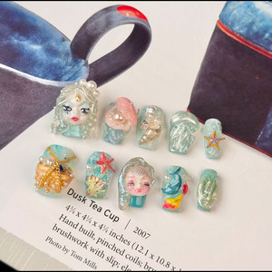 Sang Trọng Handmade Báo Chí Trên Móng Tay Nghệ Thuật Nhà Cung Cấp Thời Trang Ngắn Vịt Hình Dạng Móng Tay Nhân Tạo Bán Buôn 10Pcs Đầy Đủ - Product Image 2