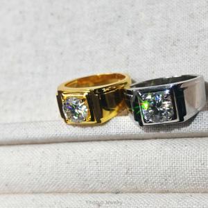 Hip Hop buzlu Out erkekler yüzük gümüş 925 18k altın kaplama ayarı Moissanite küba yüzük takı - Product Image 2