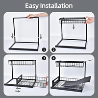 Organisateur d'espace sous l'évier de cuisine, étagère coulissante multifonctionnelle, panier de rangement de cuisine pour accessoires d'évier