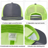 Vente en gros de haute qualité vierge Richardson 112 Casquettes de camionneur Snapback Logo brodé personnalisé Casquettes de baseball à dos en maille