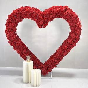 Witte Roze Blauwe Rozen Hortensia Zijden Hartvormige Bloemen Langdurige Aanzoek Hartvormige Stand Bruiloft Boog Bloemstuk Podiumdecoratie - Product Image 6