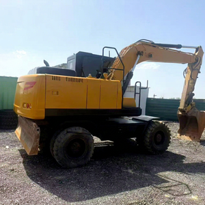Excavatrice sur roues SANY d'occasion, modèle 2020, avec godet de terrassement, carrosserie jaune, 13,5 tonnes, pneus larges pour la construction et l'exploitation minière - Product Image 1