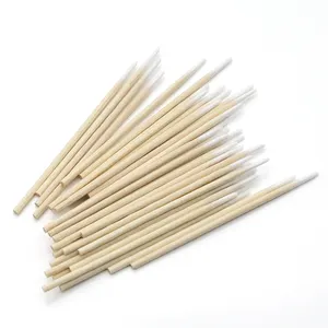 In Stock Microblading Semi Free Disposable Sterile Stem Small Tip Cotton Bamboo Applicator Bud Wooden Swab Stick Pointed Tattoo