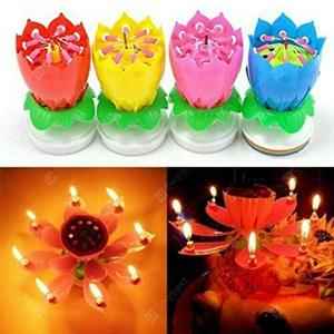Müzikal Lotus çiçek çiçeği doğum günü mum İnanılmaz açılış kek mum dönen şarkı Lotus doğum günü mum doğum günü partisi - Product Image 4