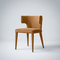 Fauteuil de salle à manger en cuir Wing avec structure tubulaire en acier poli, chaise rembourrée pour cuisine, salon et restaurant
